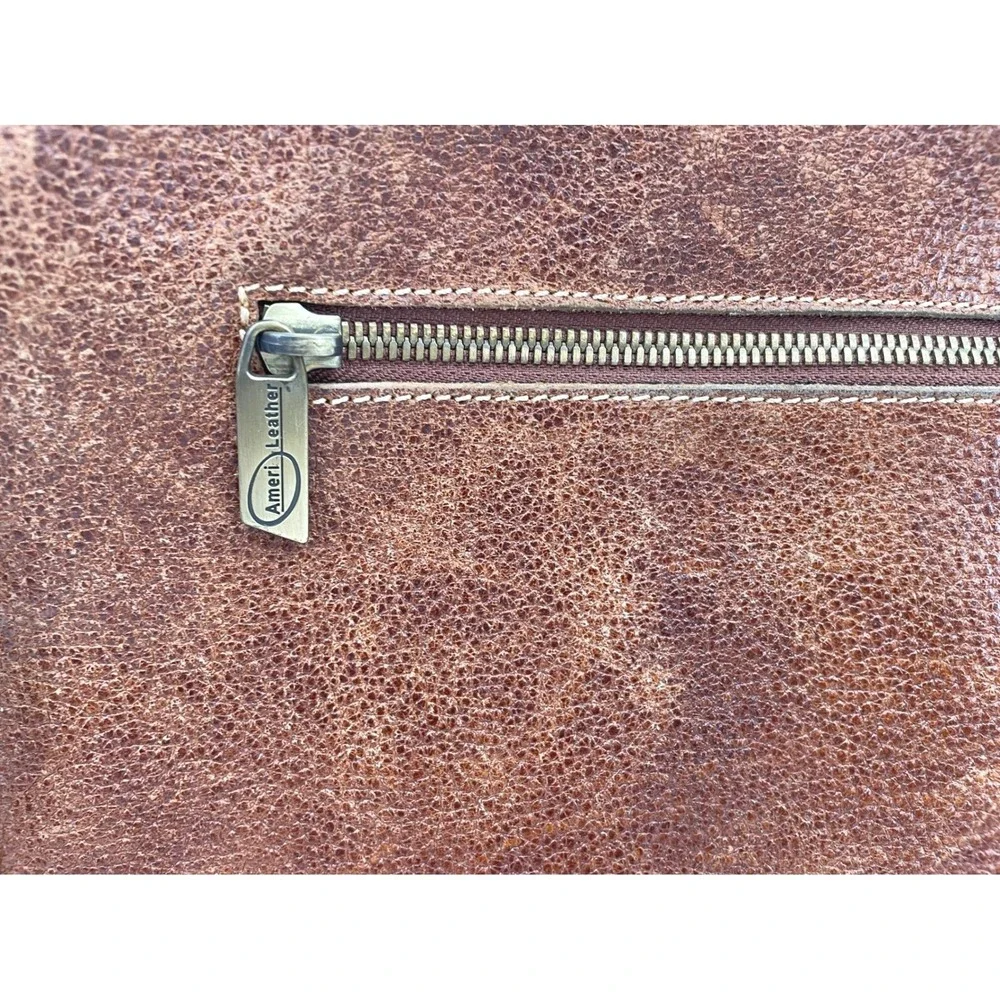 AmeriLeather Messenger Bag Mens Large Brown Leather Crossbody Satchel Vintage